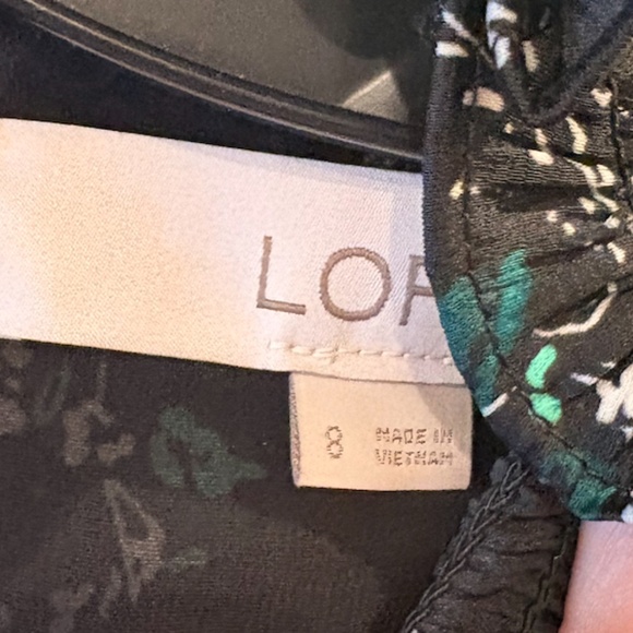 LOFT Black Paisley Floral Long Sleeve Dress | Size 8 - Picture 3 of 3